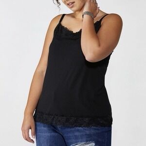 Cato Black Lace Trim Cami Top Size 26/28W Closet Staple Career